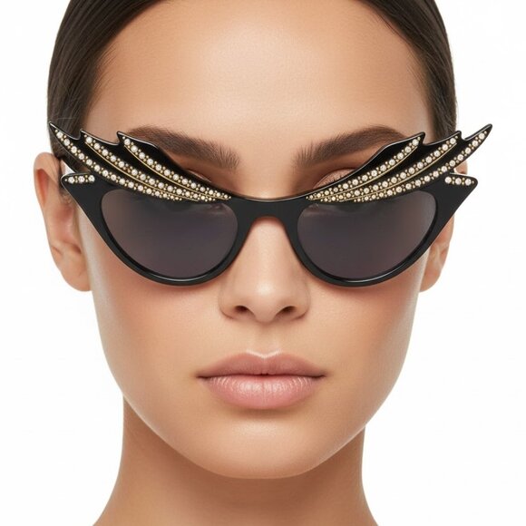 Gucci Accessories - New Authentic Gucci Womens Cat Eye Black Black Violet Fashion Designer Sunglasse